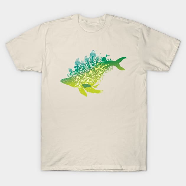 Garden Whale T-Shirt by lazykite